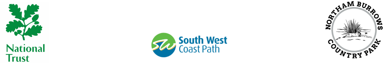 National trust South West coast path and Northam Burrows logos